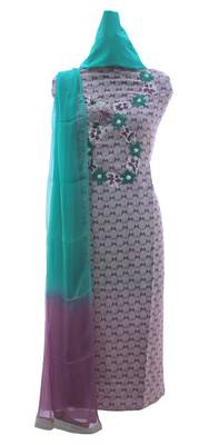 Mauve Turquoise Soft Modal Cotton Silk Unstitched Suit 1
