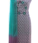 Mauve Turquoise Soft Modal Cotton Silk Unstitched Suit