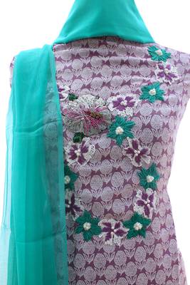 Mauve Turquoise Soft Modal Cotton Silk Unstitched Suit 3