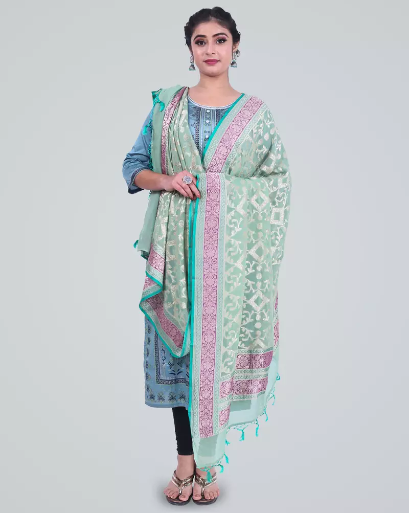 Banarasi Chiffon Silk Jangla Handwoven Dupatta