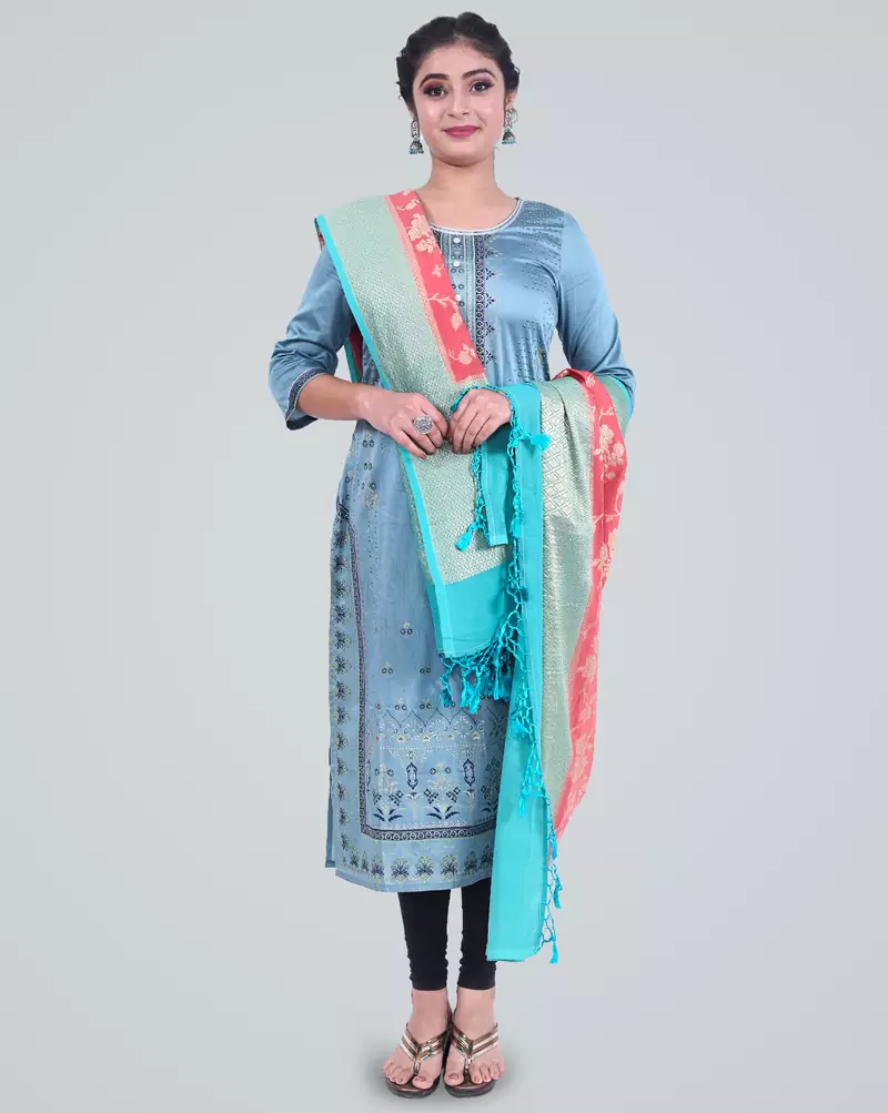 Banarasi Pure Munga Silk Handwoven Contrast Dye Dupatta