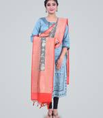 Banarasi Pure Munga Silk Handwoven Contrast Dye Dupatta