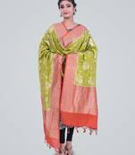 Banarasi Pure Munga Silk Handwoven Contrast Dye Dupatta