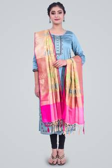 Banarasi Kataan Silk Floral Meena Jaal Dupatta