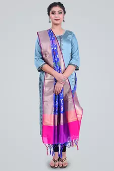 Banarasi Kataan Silk Floral Meena Jaal Dupatta