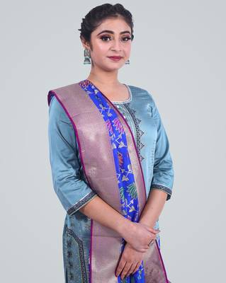 Banarasi Kataan Silk Floral Meena Jaal Dupatta 3