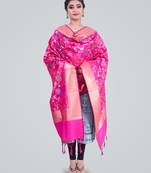 Banarasi Kataan Silk Floral Meena Jaal Dupatta