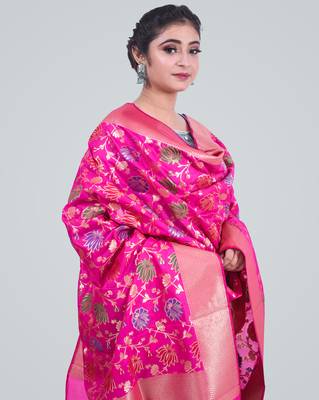 Banarasi Kataan Silk Floral Meena Jaal Dupatta 3