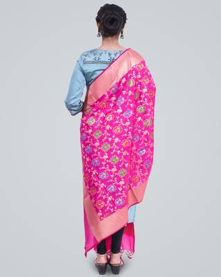 Banarasi Kataan Silk Floral Meena Jaal Dupatta 4