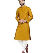 Gold plain pure cotton kurta-pajama