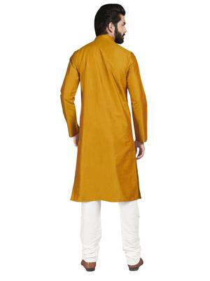 Gold plain pure cotton kurta-pajama 2