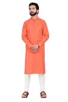 Pink plain pure cotton kurta-pajama