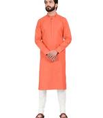 Pink plain pure cotton kurta-pajama