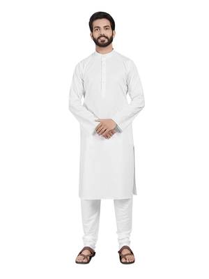 White plain pure cotton kurta-pajama 1