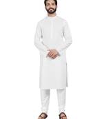 White plain pure cotton kurta-pajama