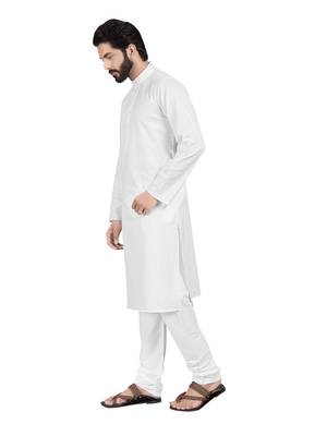 White plain pure cotton kurta-pajama 3