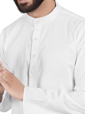 White plain pure cotton kurta-pajama 4