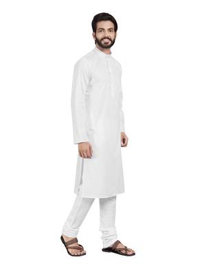 White plain pure cotton kurta-pajama 5