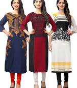 Women Multicoloured Digital printed Crepe Knee long kurtas-kurtis