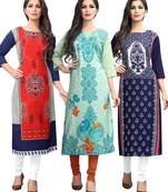 Women Multicoloured Digital printed Crepe Knee long kurtas-kurtis