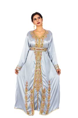 Pastel Blue Satin Moroccan Kaftan 2