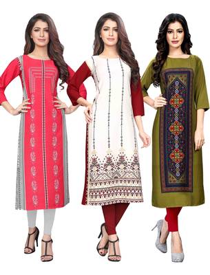 Women Multicoloured Digital printed Crepe Knee long kurtas-kurtis 1