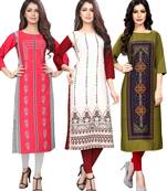 Women Multicoloured Digital printed Crepe Knee long kurtas-kurtis