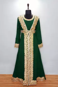 Bottle green Moroccan Kaftan with Sun-proof hijab