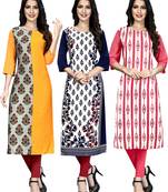Women Multicoloured Digital printed Crepe Knee long kurtas-kurtis