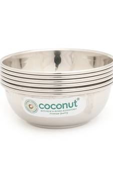 Coconut Stainless Steel C34 Plain Beeding Bowl/Vati/Katori - Size 5.5 -250 ML -Set of 6