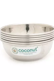 Coconut Stainless Steel C34 Plain Beeding Bowl/Vati/Katori  - Size 7 - 250 ML- Set of 6