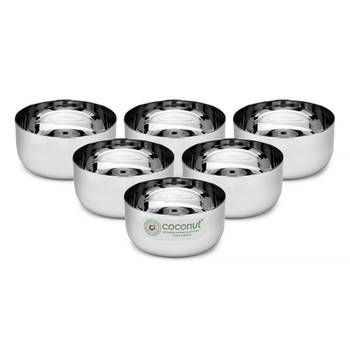 Coconut Stainless Steel Sada  Bowl/Vati/Katori- C35 - Set of 6- Capacity Each Bowl 100 ML 1