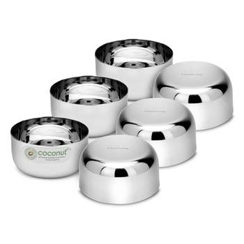 Coconut Stainless Steel Sada  Bowl/Vati/Katori- C35 - Set of 6- Capacity Each Bowl 200ML 2