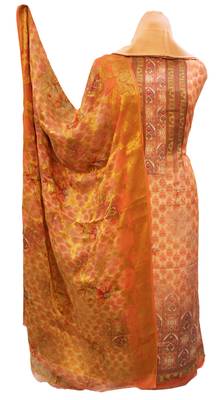 Peach Muslin Silk Digital Print Unstitched Suit 1
