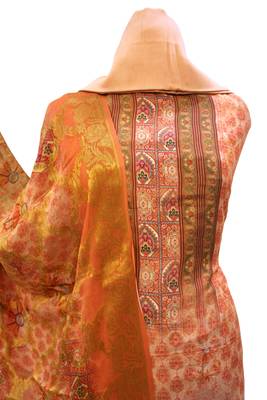 Peach Muslin Silk Digital Print Unstitched Suit 3