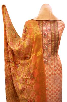 Peach Muslin Silk Digital Print Unstitched Suit 4