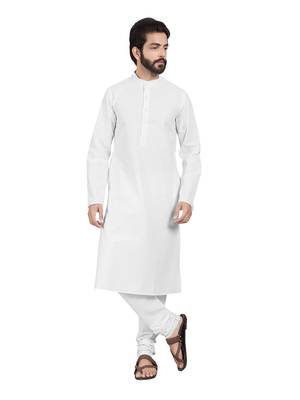 White plain pure cotton kurta-pajama 1