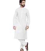 White plain pure cotton kurta-pajama