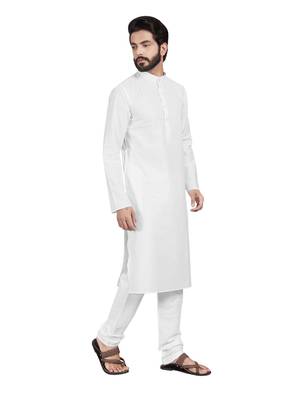 White plain pure cotton kurta-pajama 3