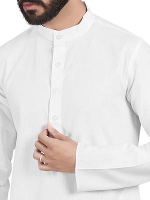 White plain pure cotton kurta-pajama 4