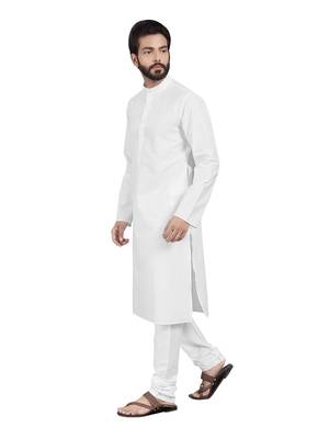 White plain pure cotton kurta-pajama 5