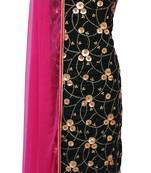 Bottle Green Magenta Velvet Embroidery Unstitched Suit