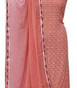 Salmon Orange Georgette Embroidery Unstitched Suit Set