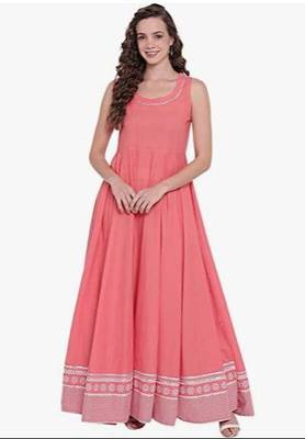 Shopping Factory Peach Rayon Kurti With Sharg  1