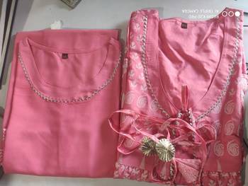 Shopping Factory Peach Rayon Kurti With Sharg  3