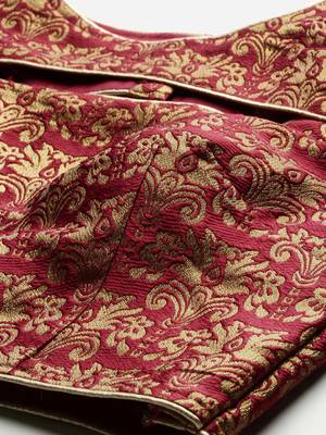 Peach woven art silk semi stitched lehenga 4