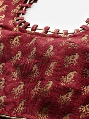 Turquoise woven art silk semi stitched lehenga 4