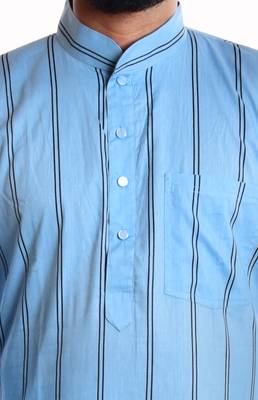 Blue printed cotton kurta-pajama 2