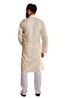 Yellow printed cotton kurta-pajama 3