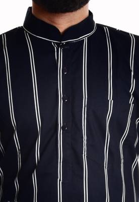 Blue printed cotton kurta-pajama 2